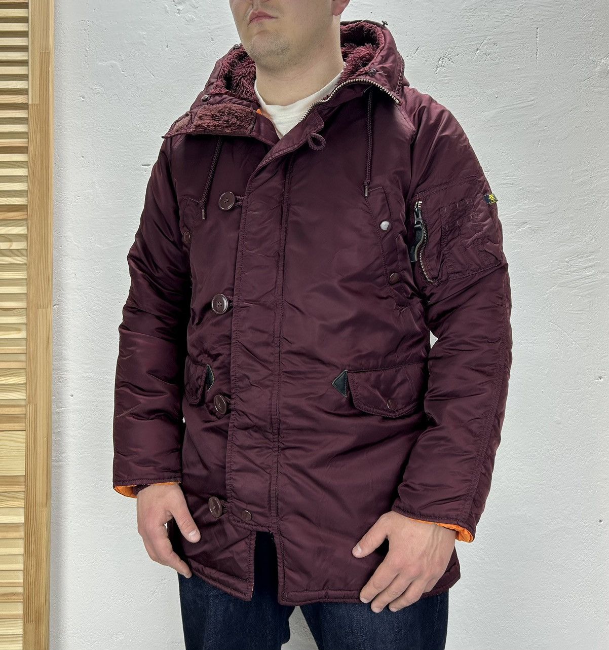 image of Alpha Industries Parka Extreme Jacket Type N-3B Size S in Burgundy, Men's