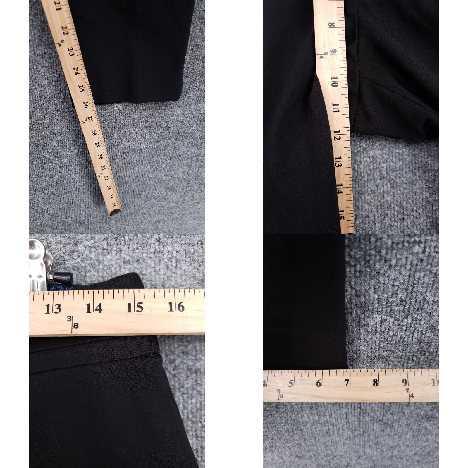Vintage Peter Nygard Dress Pants Womens 8 Black Mid-Rise Straight Side Slit Flat Slacks Size 30" / US 8 / IT 44 - 8 Thumbnail