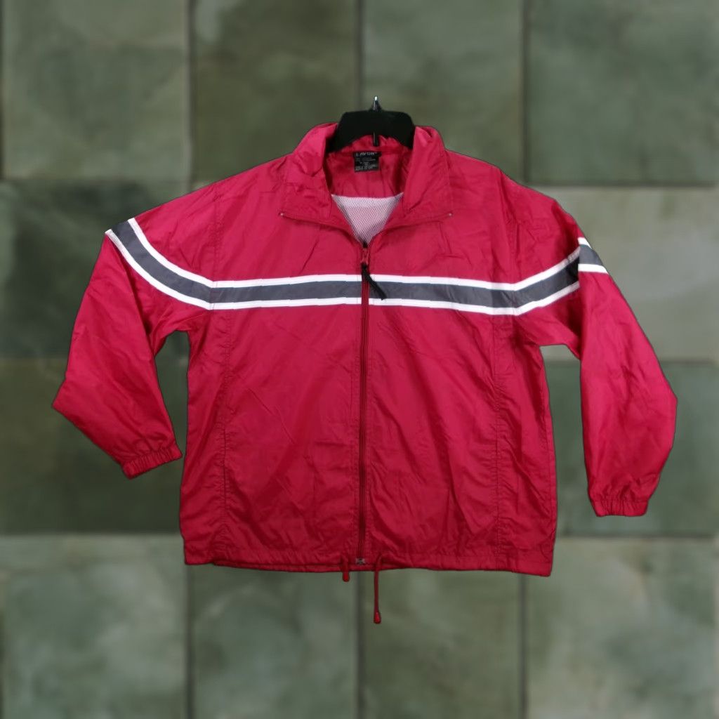 Vintage VINTAGE Lavon Windbreaker Men XL Red Reflective Stripe Track Jacket 90s Retro Size US XL / EU 56 / 4 - 1 Thumbnail