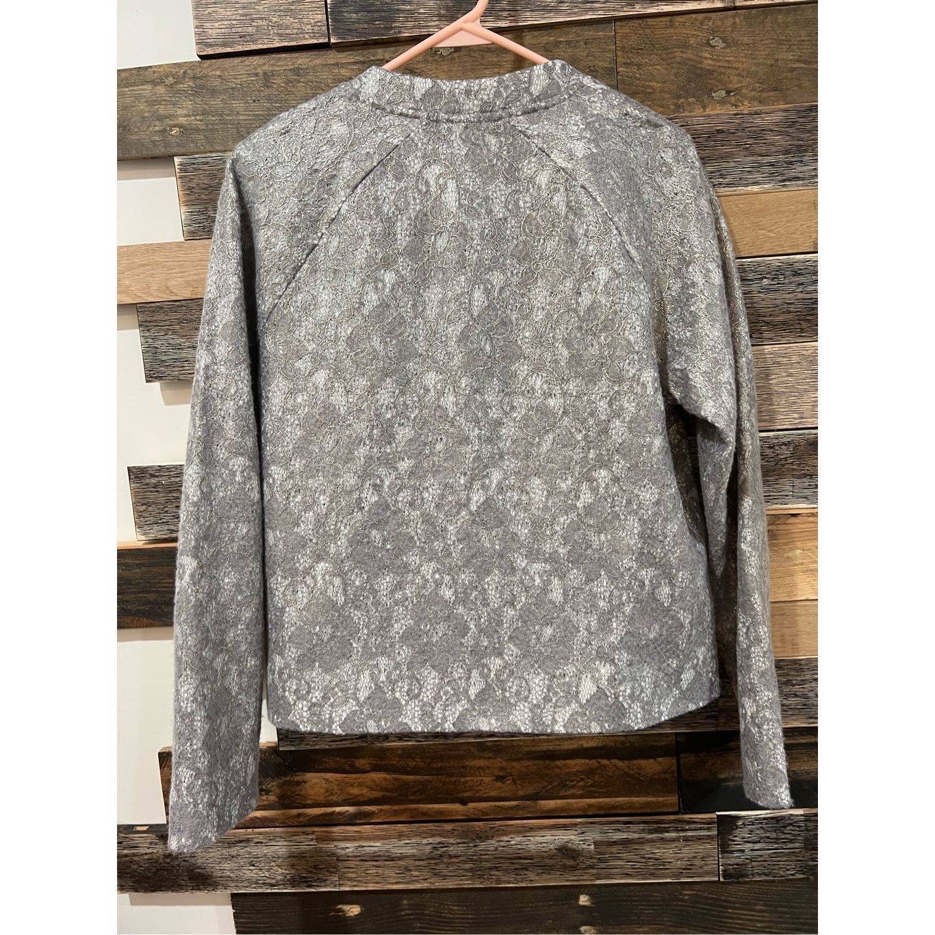 Banana Republic Banana Republic NWT Jacket Gray Floral Sparkle Zips Pockets sz L Size L / US 10 / IT 46 - 3 Thumbnail