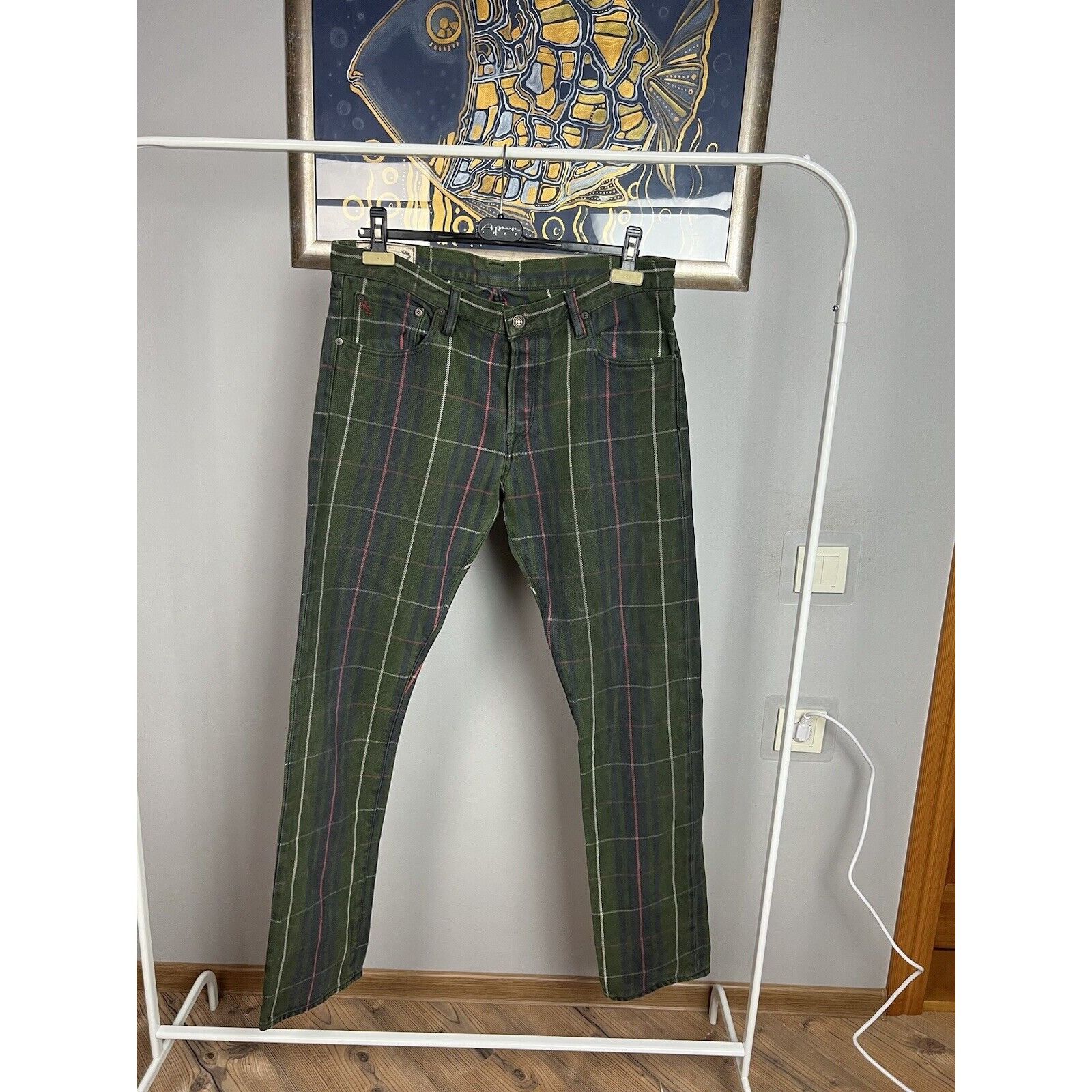 Ralph Lauren Polo Ralph Lauren Dungarees Green Checked Denim Pants Size 3 Size US 34 / EU 50 - 3 Thumbnail