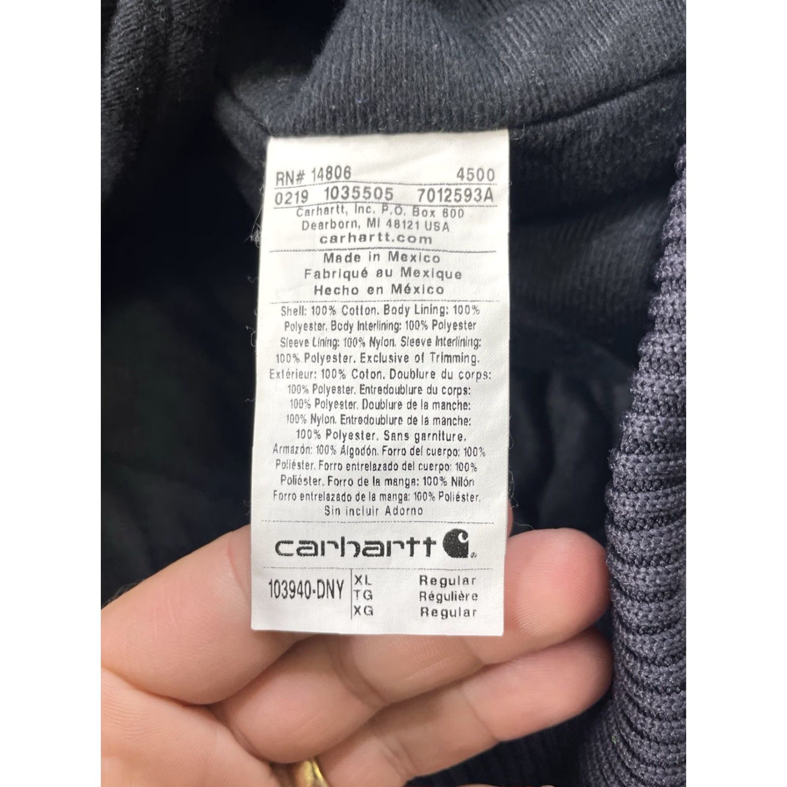 Carhartt Carhartt Hooded Jacket Mens XL Canvas Duck 103940 DNY Black Quilted Zip Coat Workwear Size US XL / EU 56 / 4 - 3 Thumbnail