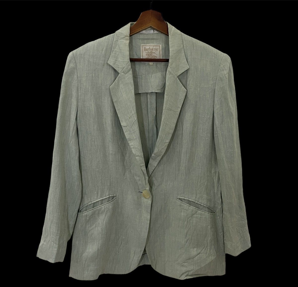 image of 90's Burberry’S Coat Jacket in Light Blue, Women's (Size Large)
