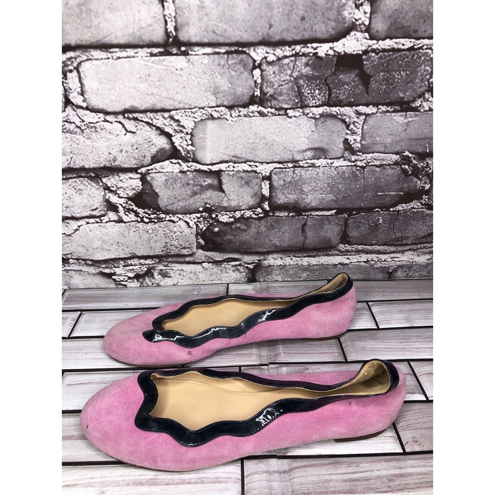 J.Crew J.CREW Pink Suede Leather Blue Scalloped Ballet Flats Shoes Size US 5 / IT 35 - 10 Thumbnail