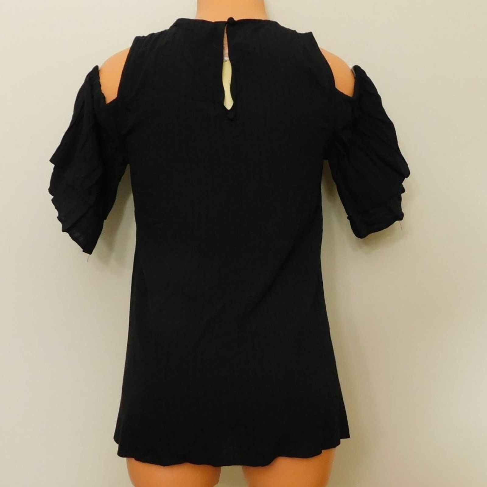 Michael Kors A130 Michael Kors Flounce-Sleeve Cold-Shoulder Top XS Size XS / US 0-2 / IT 36-38 - 2 Thumbnail