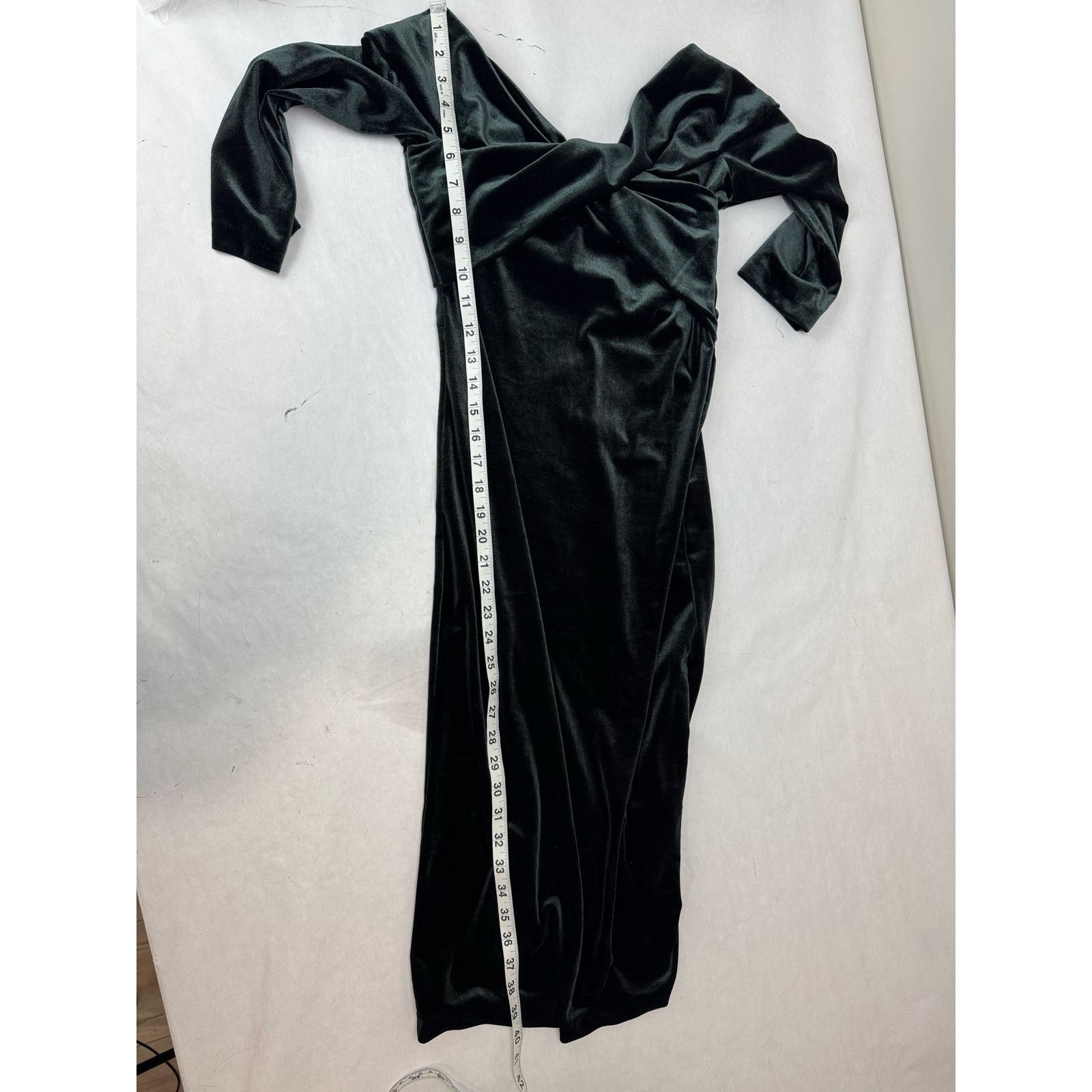 Zara Zara Velvet Dark Green Off Shoulder Dress Midi Body Con XS Size XS / US 0-2 / IT 36-38 - 6 Thumbnail