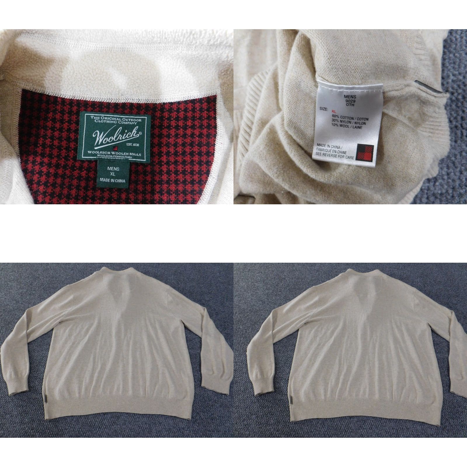 Vintage Woolrich Sweater XL Beige 1/4 Zip Pullover Knit Wool Crew Neck Men 90s Vintage Style Regular Knit Pattern Solid Size US XL / EU 56 / 4 - 8 Thumbnail
