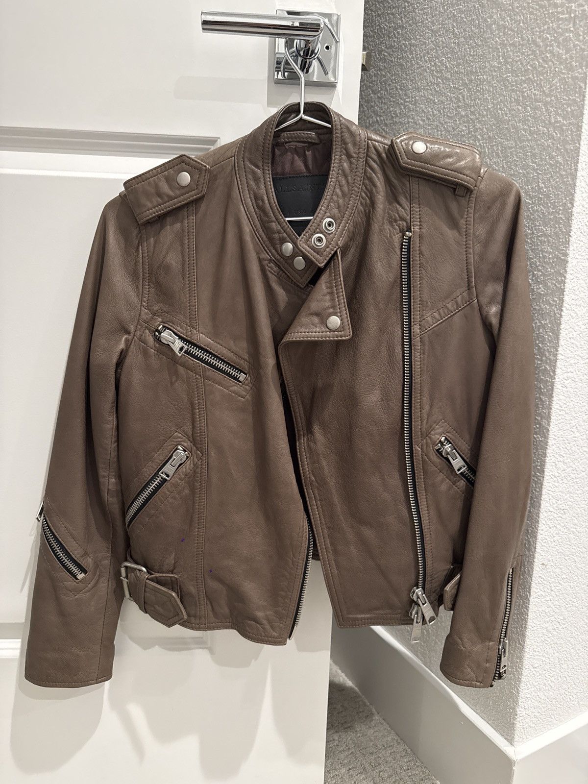 Allsaints AllSaints brown Atkinson biker leather jacket Size XS / US 0-2 / IT 36-38 - 1 Thumbnail