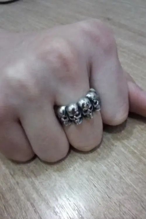Ring Of Fire Skull Punk Ring Size ONE SIZE - 2 Thumbnail