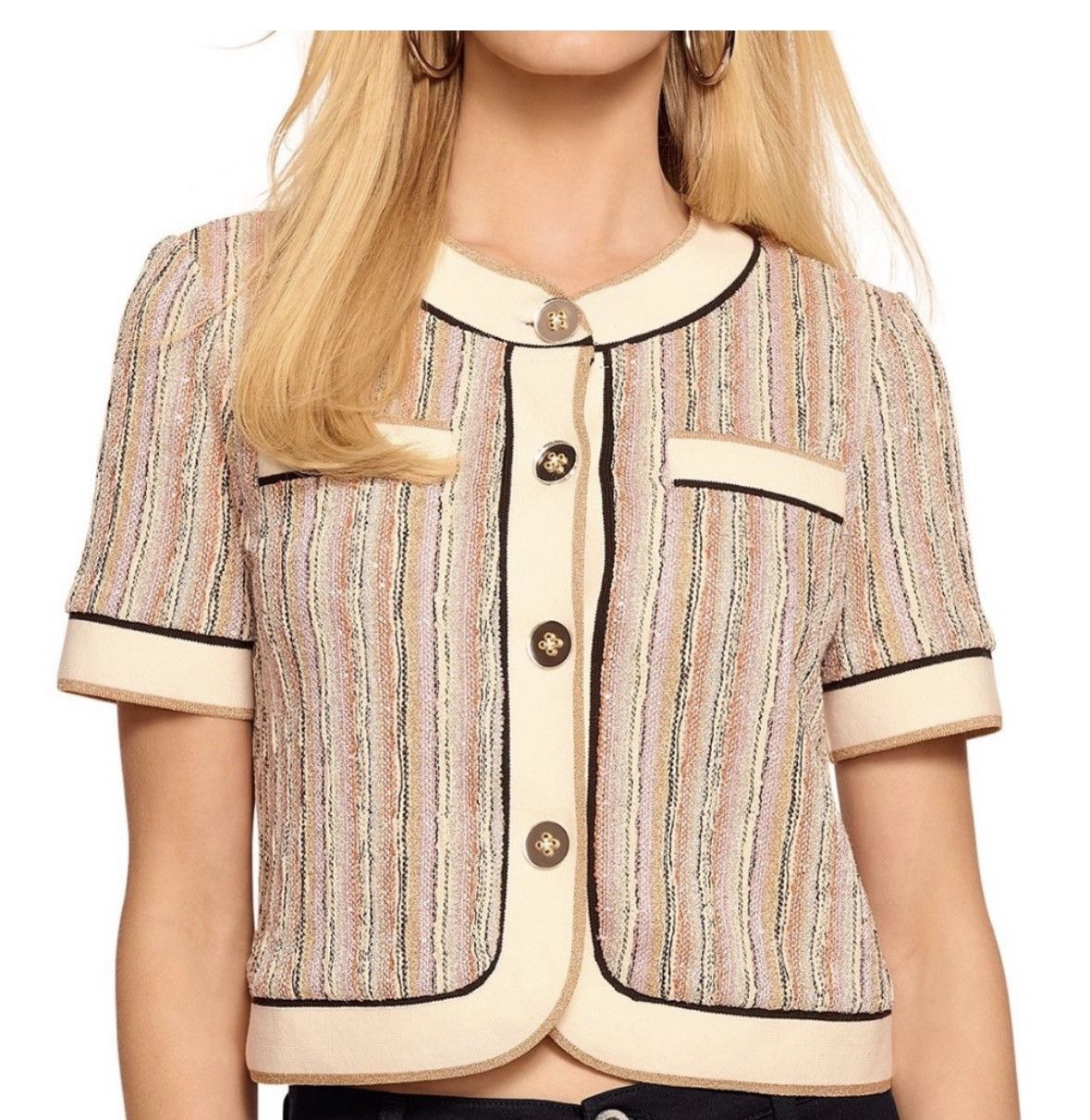 Ramy Brook NWT Ramy Brook Sterling sequined knit short-sleeve jacket S Size S / US 4 / IT 40 - 3 Thumbnail