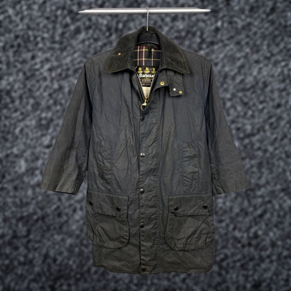 Barbour Barbour Border Vintage Mens Wax Jacket M Barbour Border Jacket Waxed Rain Coat Cold Blue 90s Mens Size US M / EU 48-50 / 2 - 1 Thumbnail