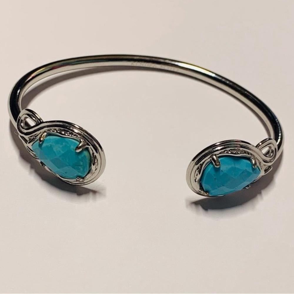 Kendra Scott Kendra Scott Andy Bracelet Turquoise Silver Pinch Cuff Size ONE SIZE - 1 Thumbnail