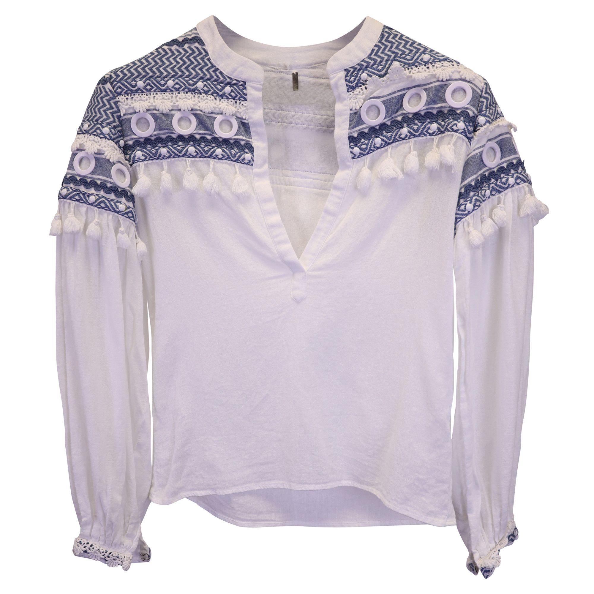 Dodo Bar Or Dodo Bar Or Tassel Detail Top in White Cotton Size S / US 4 / IT 40 - 1 Thumbnail