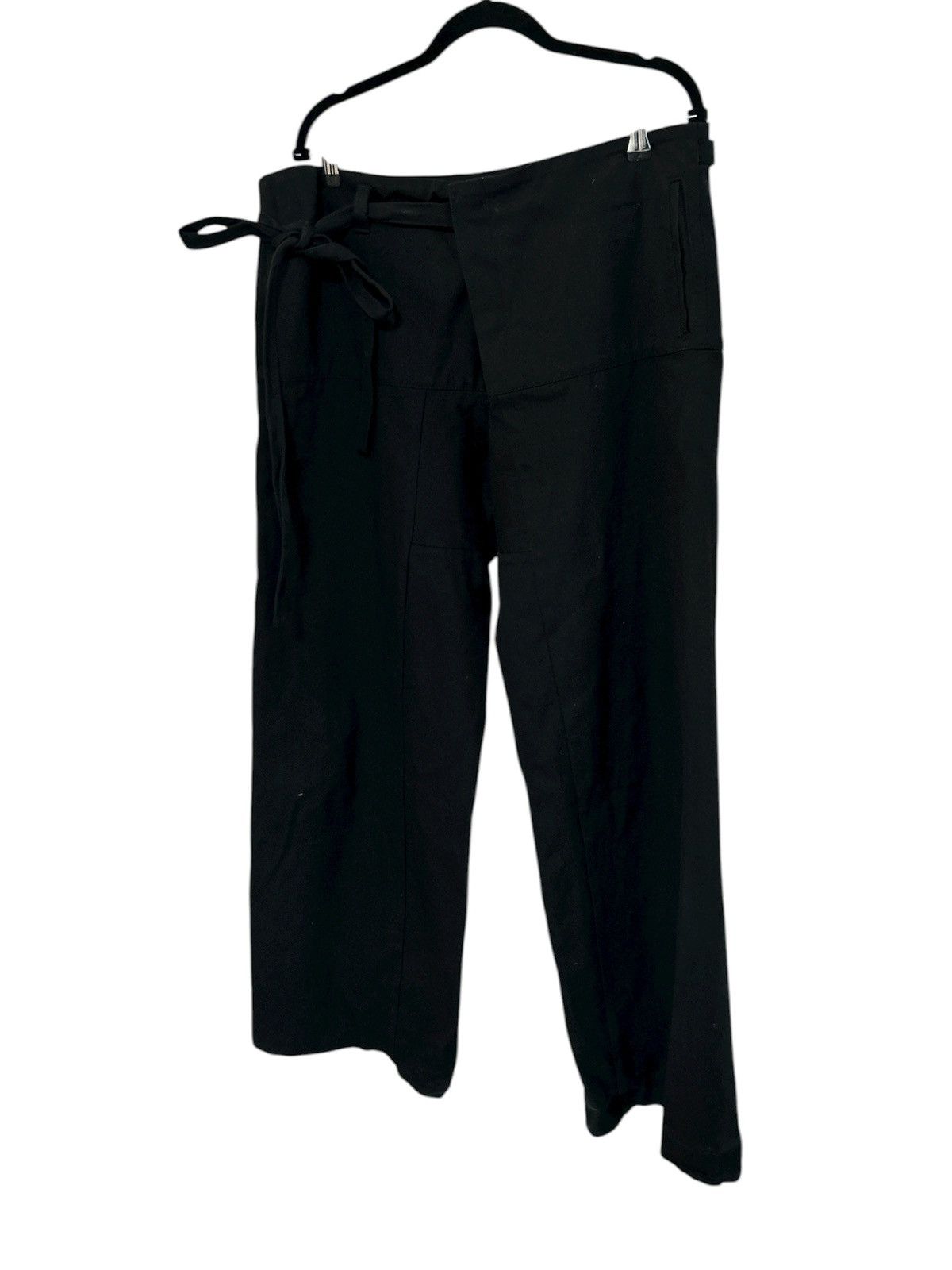 Acne Studios Acne Studios Black Crossover Tied Paper Bag Waist Pants Size US 33 - 6 Thumbnail