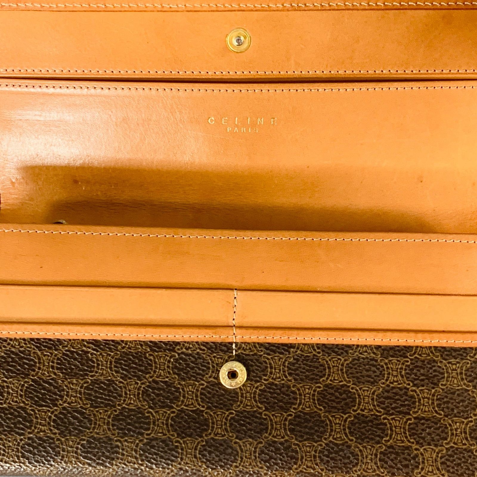 Celine CELINE Brown Tan Logo Coated Canvas Checkbook Wallet Size ONE SIZE - 5 Thumbnail