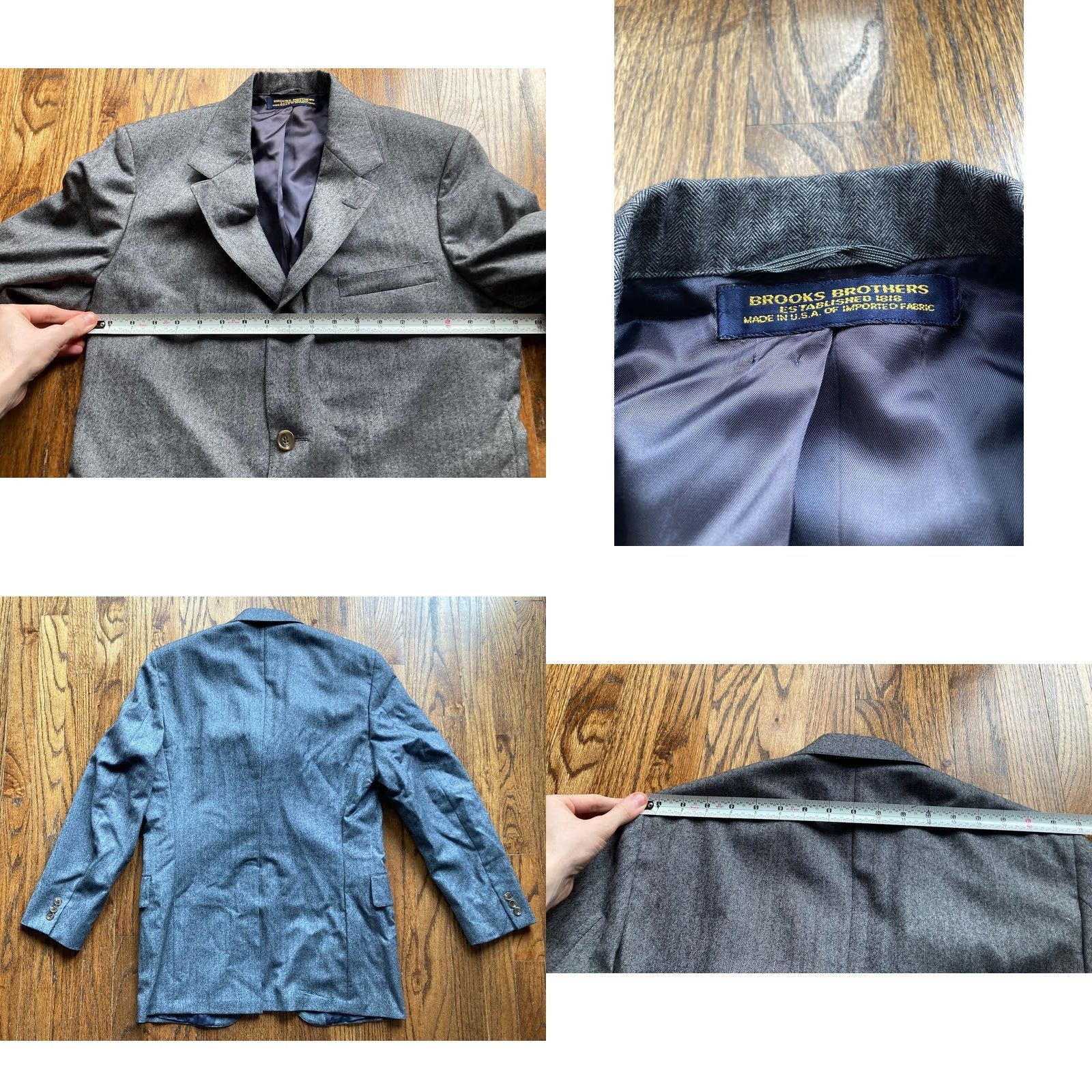 Brooks Brothers VINTAGE Brooks Brothers Blazer Mens 39R Gray Wool Herringbone Single-Breasted Three-Button Sports Jacket Regular Fit Jacket/Coat Size 40R - 8 Thumbnail