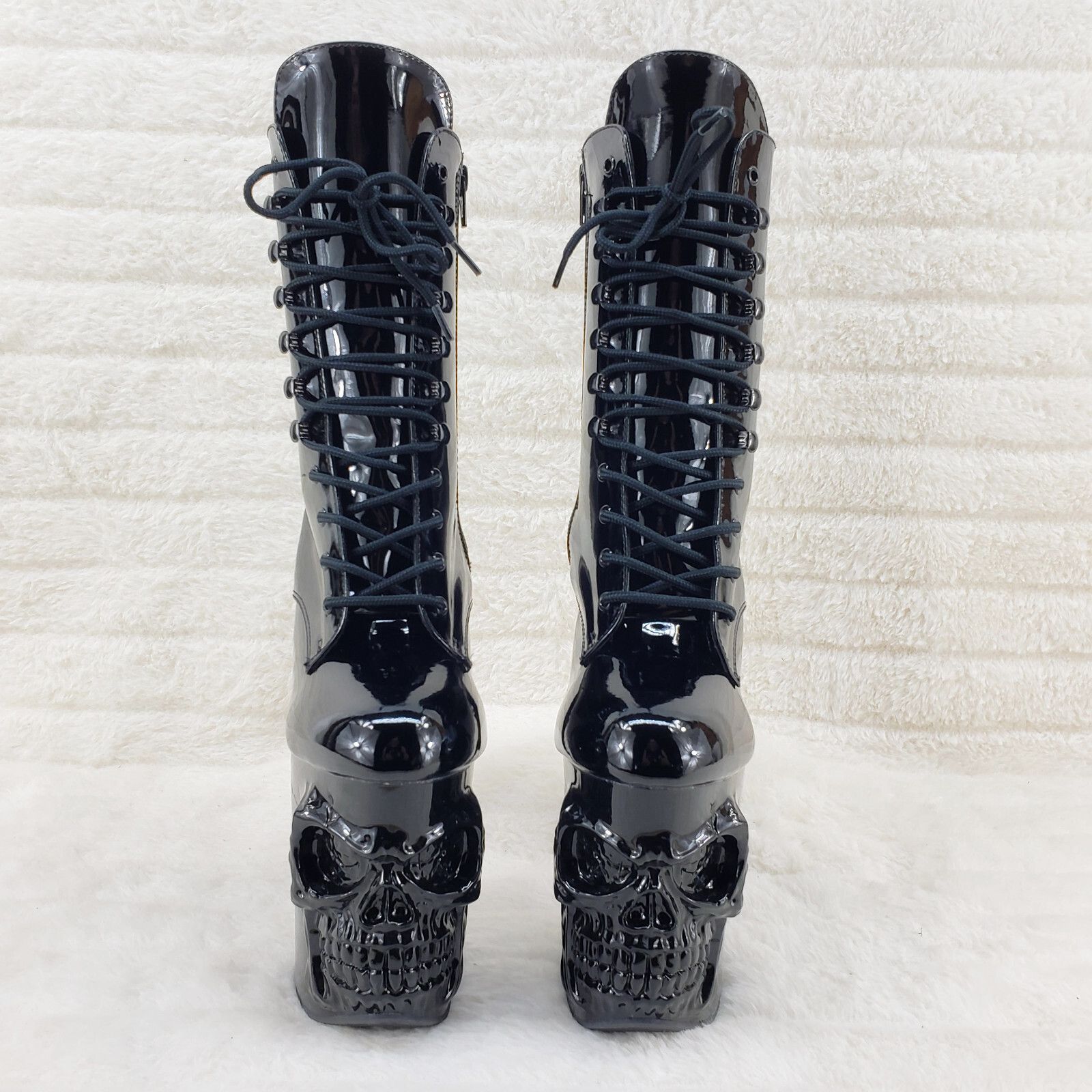 Other Rapture Black Patent Skull & Bones 8" High Heel Platform Ank Size US 10 / IT 40 - 8 Thumbnail