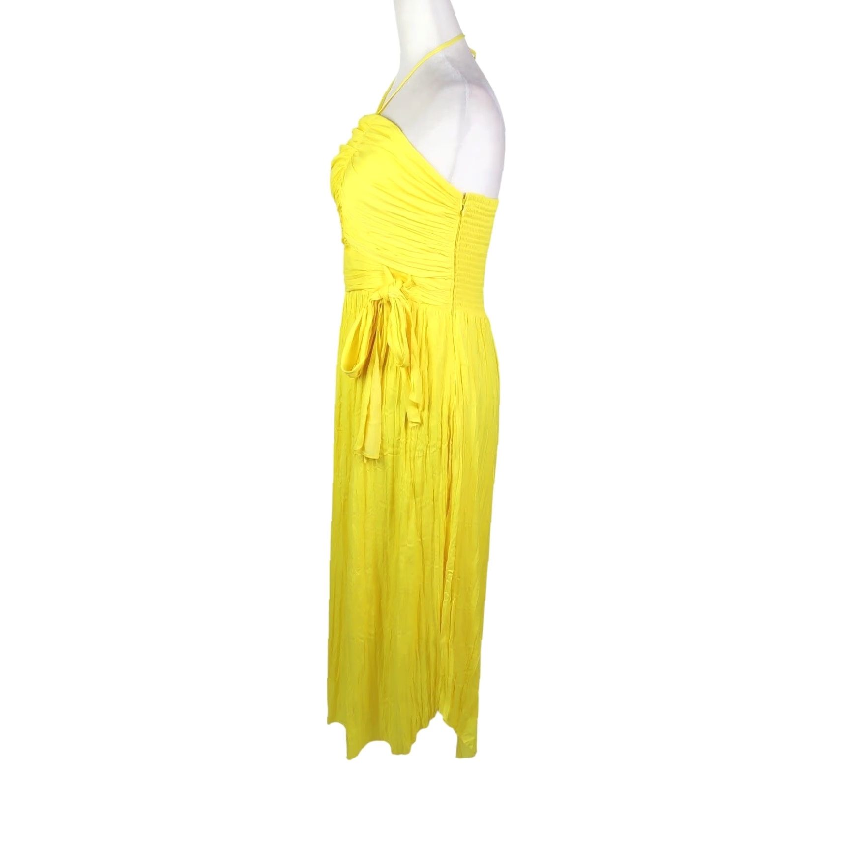 White House Black Market VINTAGE White House Black Market Yellow Strapless Pleated Tie Waist Midi Dress 8 Womens Midi Dress Sundress Party Cocktail Halter Oblong fits? No Size M / US 6-8 / IT 42-44 - 4 Thumbnail