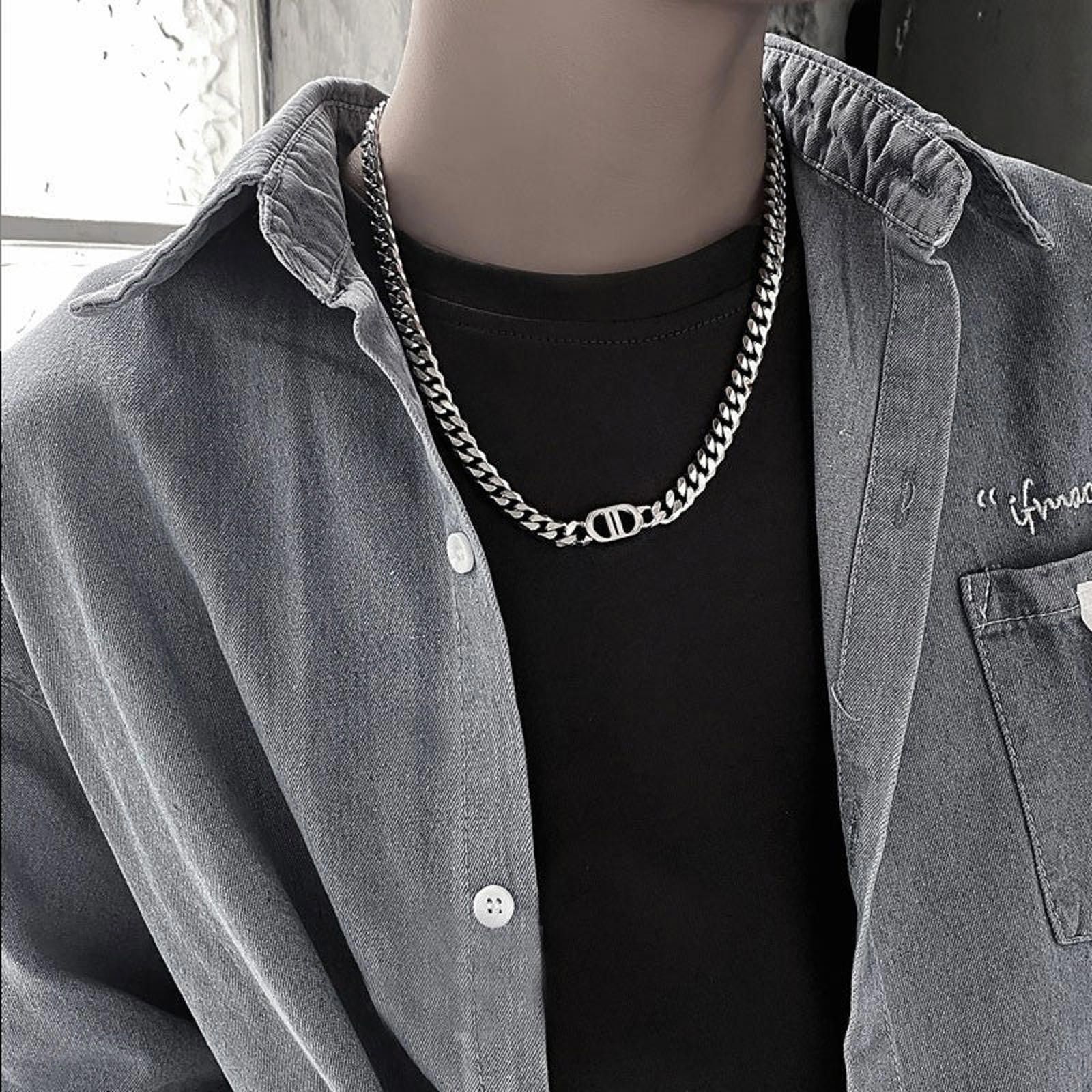 Jewelry Men's Silver Choker Chain Necklace Size ONE SIZE - 1 Thumbnail