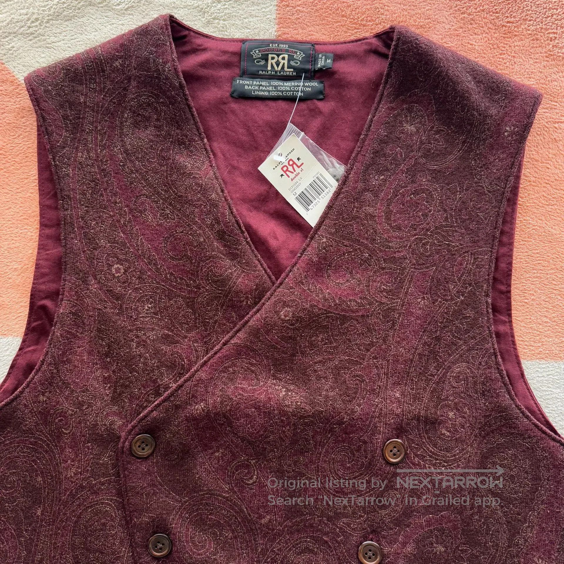 RRL Ralph Lauren RRL Double RL Wool Paisley Vest. Size US M / EU 48-50 / 2 - 4 Thumbnail