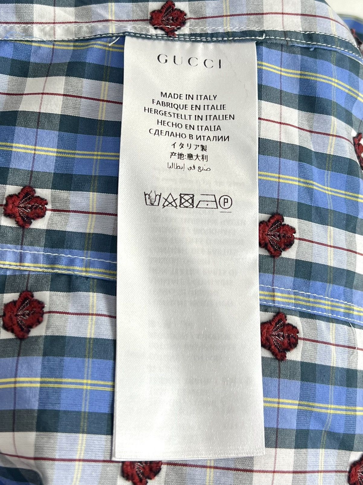 Gucci GUCCI Shirt Button Up Monogram Embroidered Bee Checkered Size US S / EU 44-46 / 1 - 15 Thumbnail