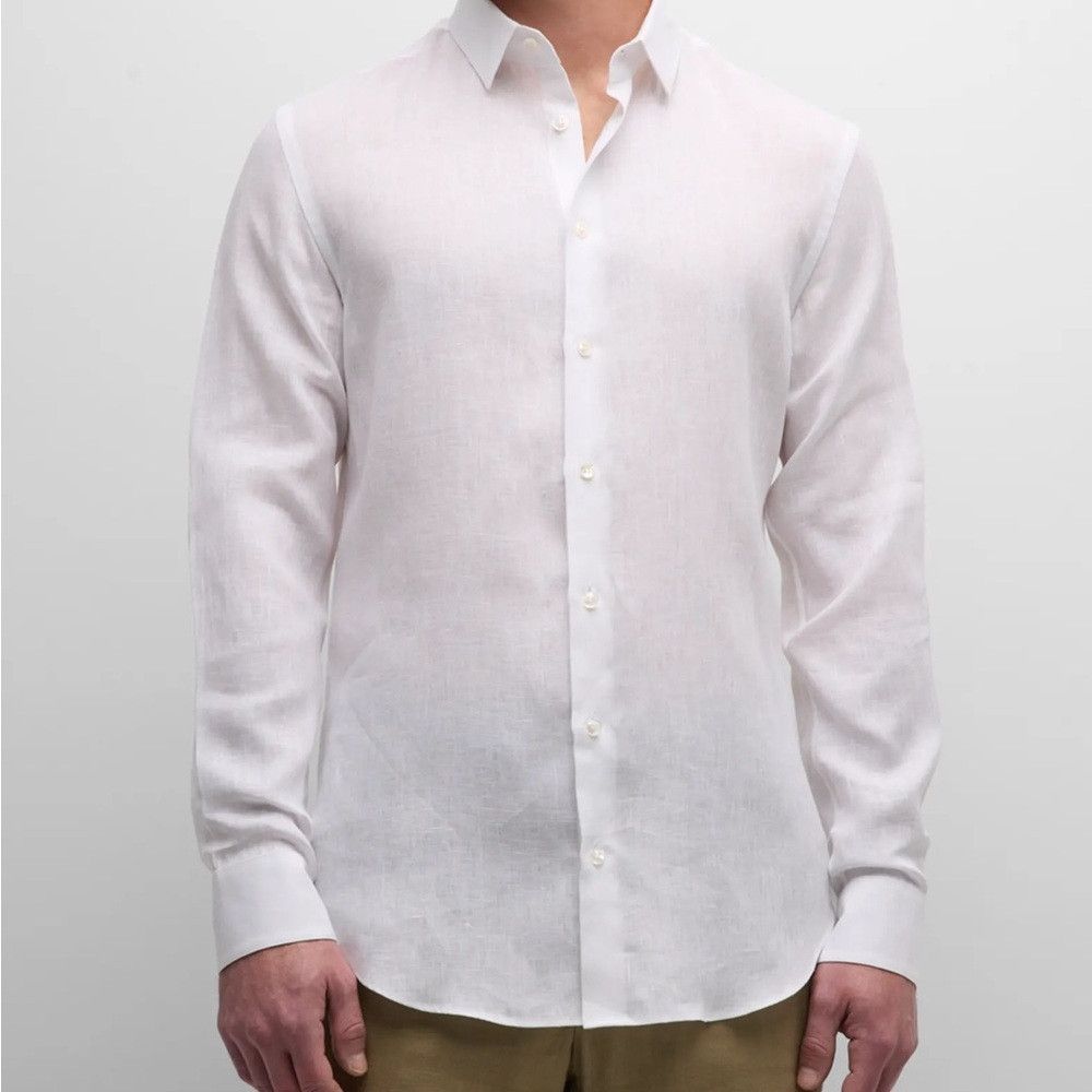 Giorgio Armani Giorgio Armani White Linen Shirt size L/17/43 Size US L / EU 52-54 / 3 - 1 Thumbnail