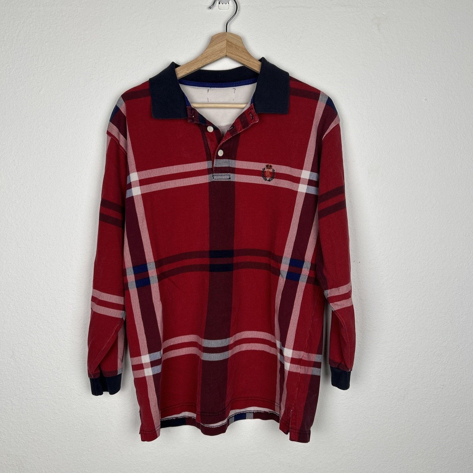 Ralph Lauren Ralph Lauren Vintage Red Plaid Rugby Polo Logo Crest Shirt L Size US L / EU 52-54 / 3 - 1 Thumbnail