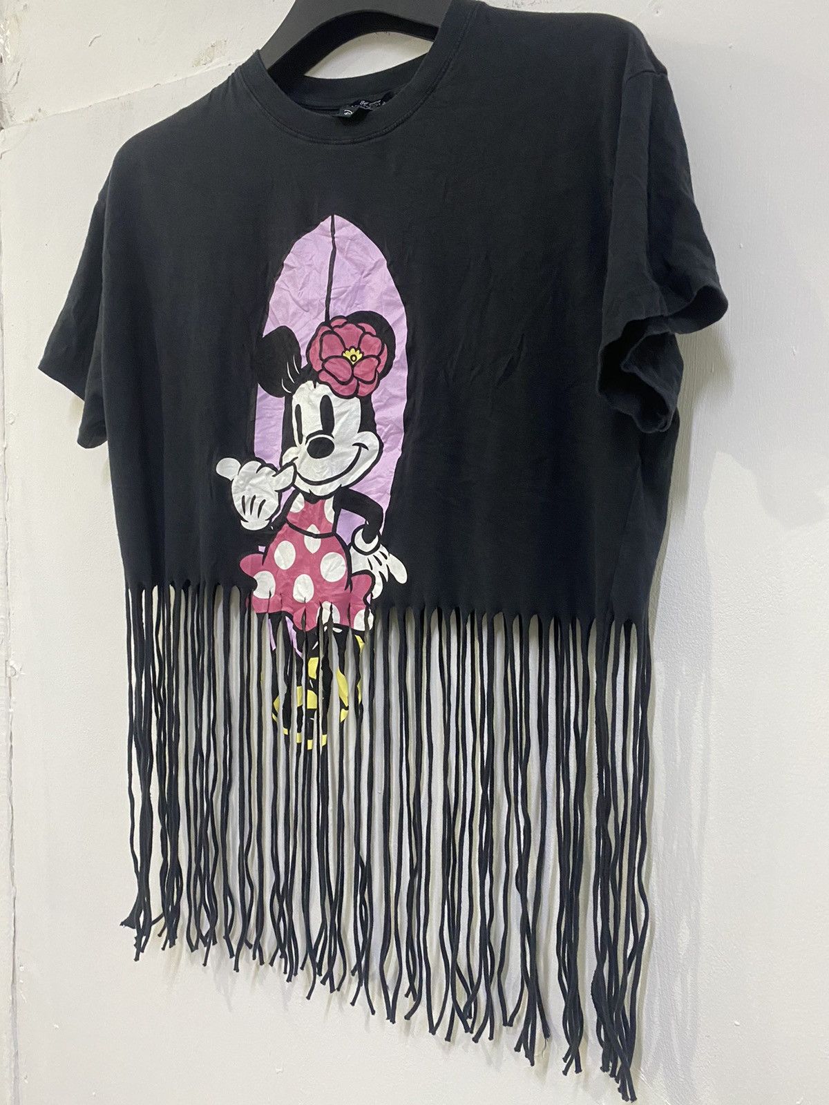 Mickey Mouse 💥Bershka crop top t-shirt with fringes Disney Minnie Size M / US 6-8 / IT 42-44 - 4 Thumbnail