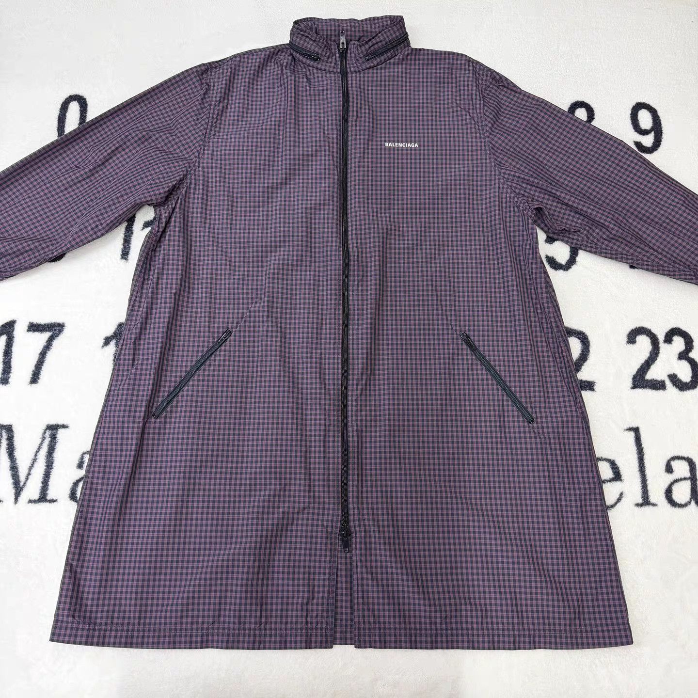 Balenciaga Purple Checked Long Coat Size S Size US S / EU 44-46 / 1 - 1 Thumbnail