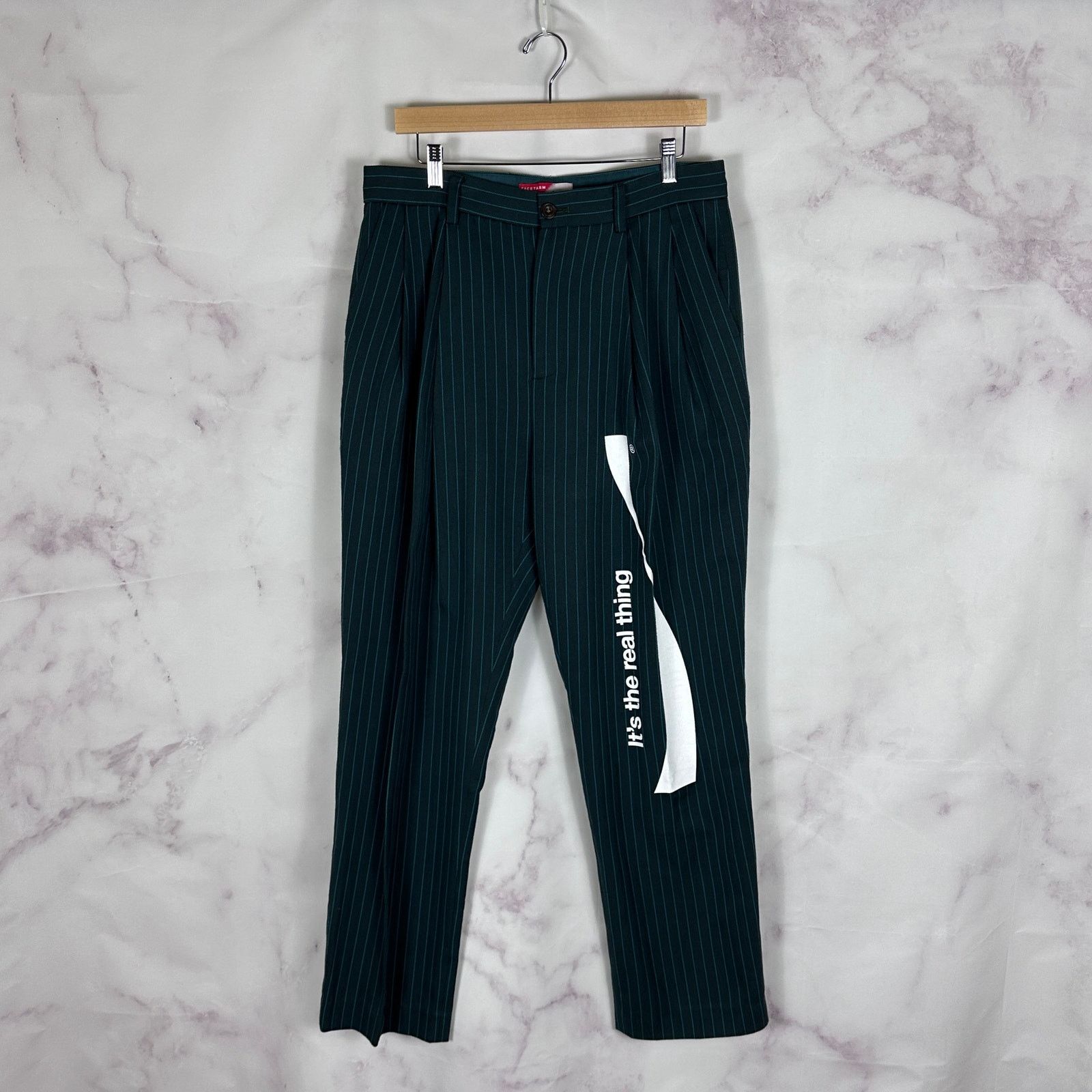 Facetasm Coca-Cola Green Two Tuck Stripe Pants Size US 32 / EU 48 - 1 Thumbnail