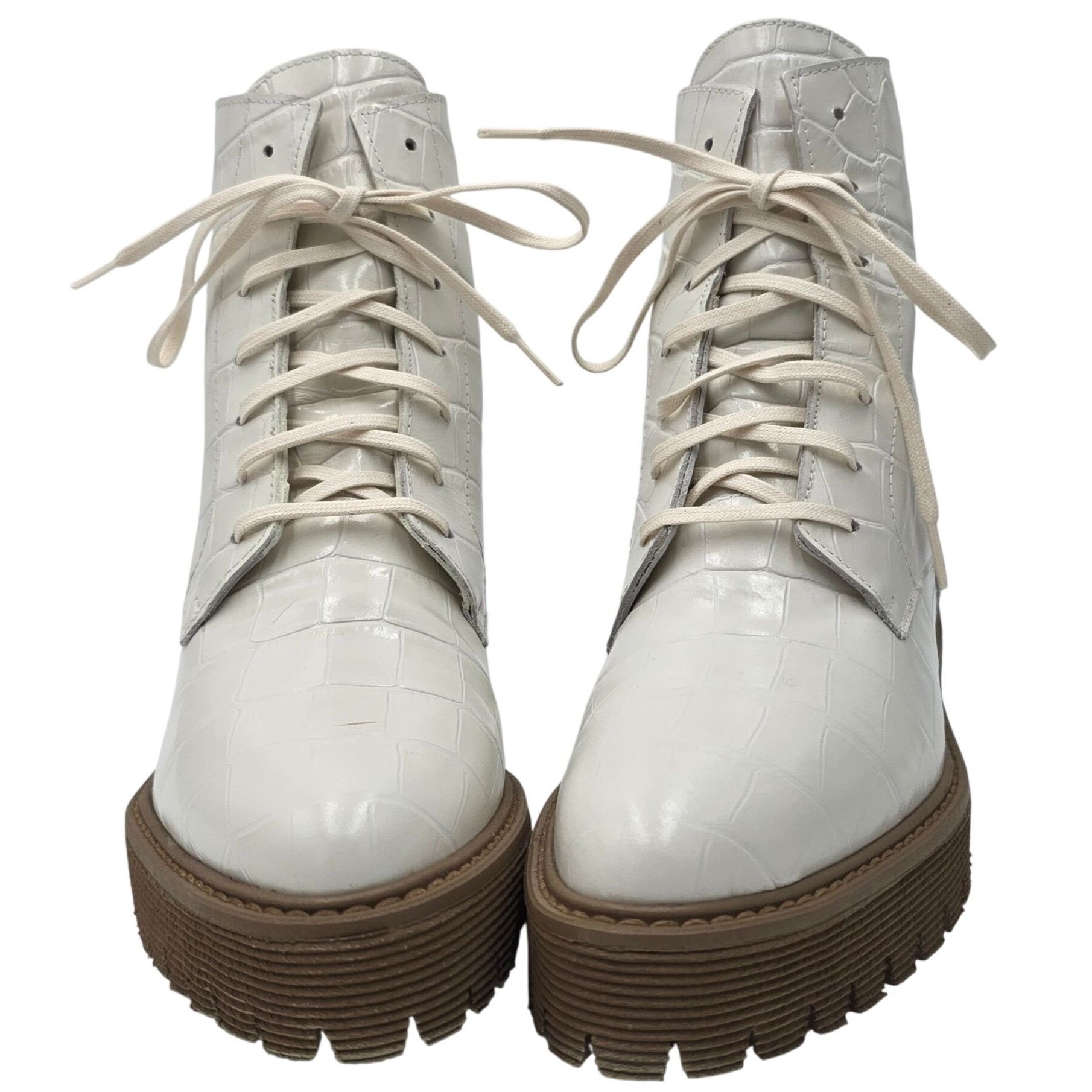 FREDA SALVADOR NEW Freda Salvador Emi Combat Boots Womens 5M Creme Leather Size US 5 / IT 35 - 12 Thumbnail