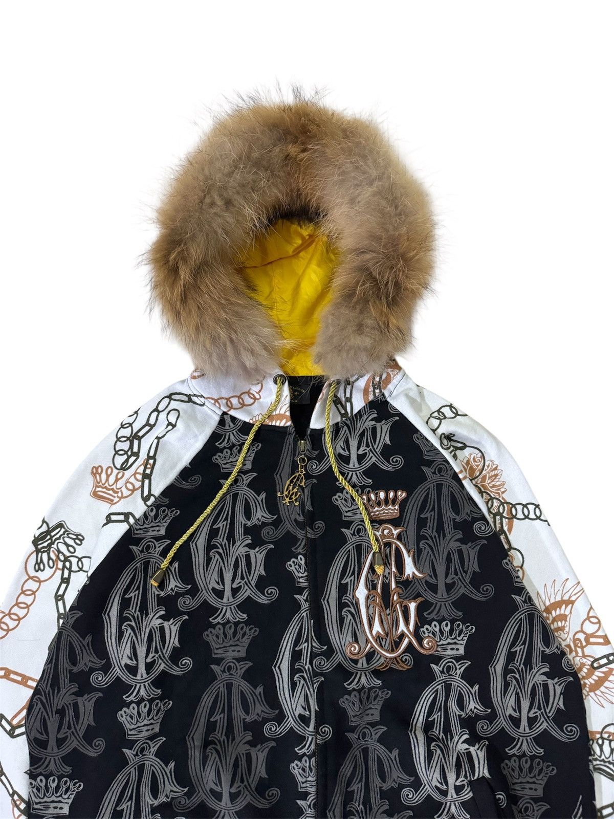 Japanese Brand CHRISTIAN AUDIGIER CROWN & CHAIN MOTIF WITH FUR HOODIE Size US L / EU 52-54 / 3 - 2 Thumbnail