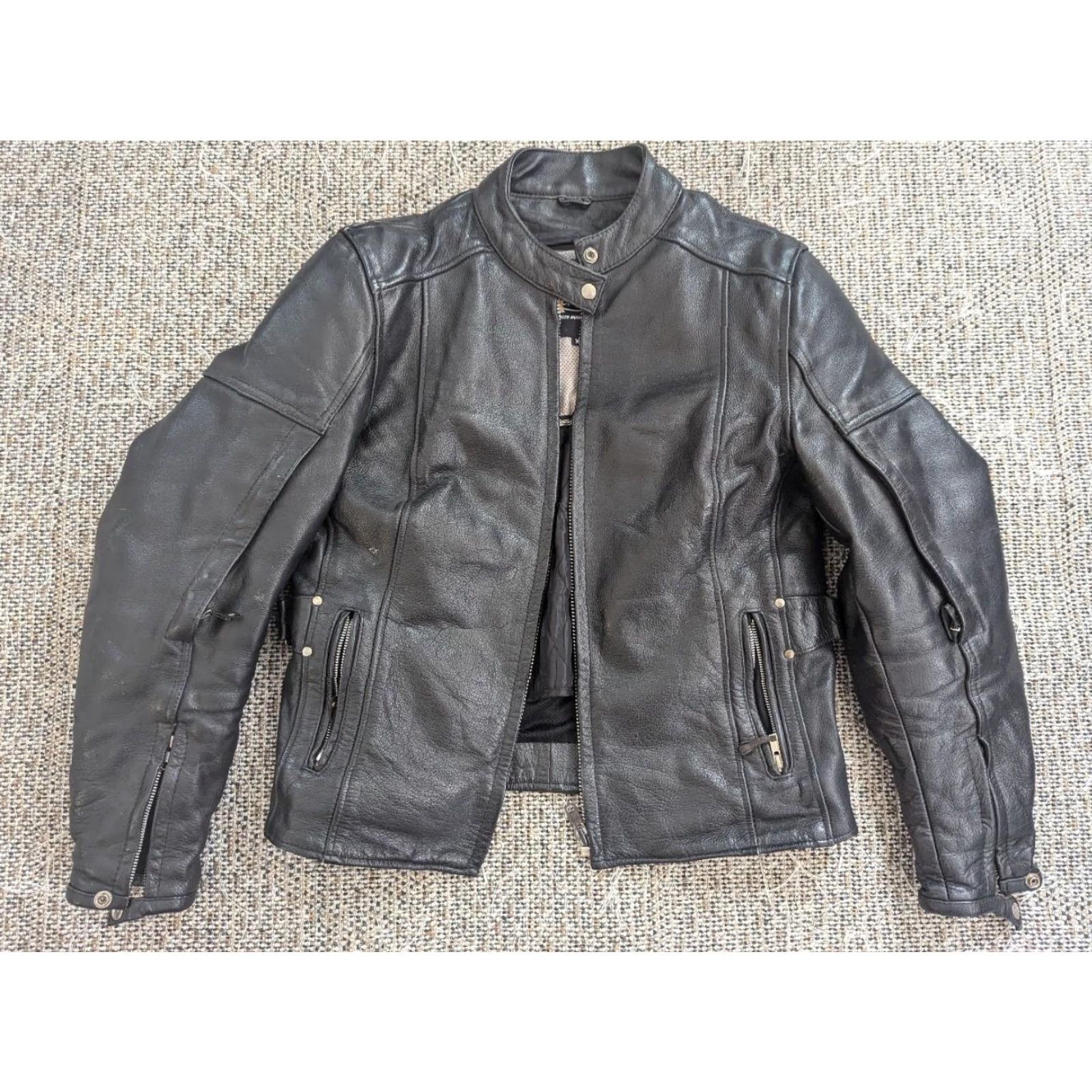 Element VINTAGE leather jacket motorcycle jacket Mens M 40 black racing vented cowhide 1990s Y2K Size US M / EU 48-50 / 2 - 3 Thumbnail