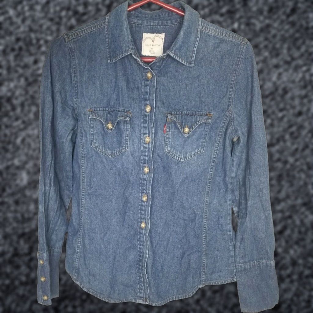 Levi's LEVI'S Blue Denim Western Button-Up Long Sleeve Shirt Womens Medium Blue Size M / US 6-8 / IT 42-44 - 1 Thumbnail