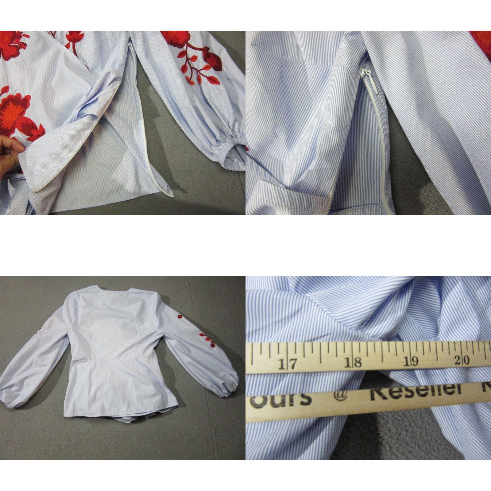Vintage INC International Concepts Blouse Womens M Blue Red Floral Embroidered Size M / US 6-8 / IT 42-44 - 8 Thumbnail