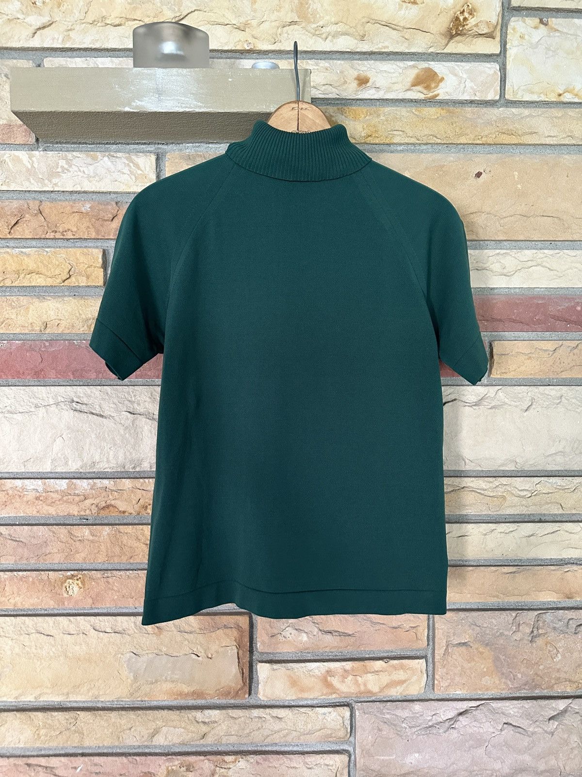 Vintage Vintage 60s Ban-Lon Mock Neck Zip Ribbed Top Size M / US 6-8 / IT 42-44 - 1 Thumbnail
