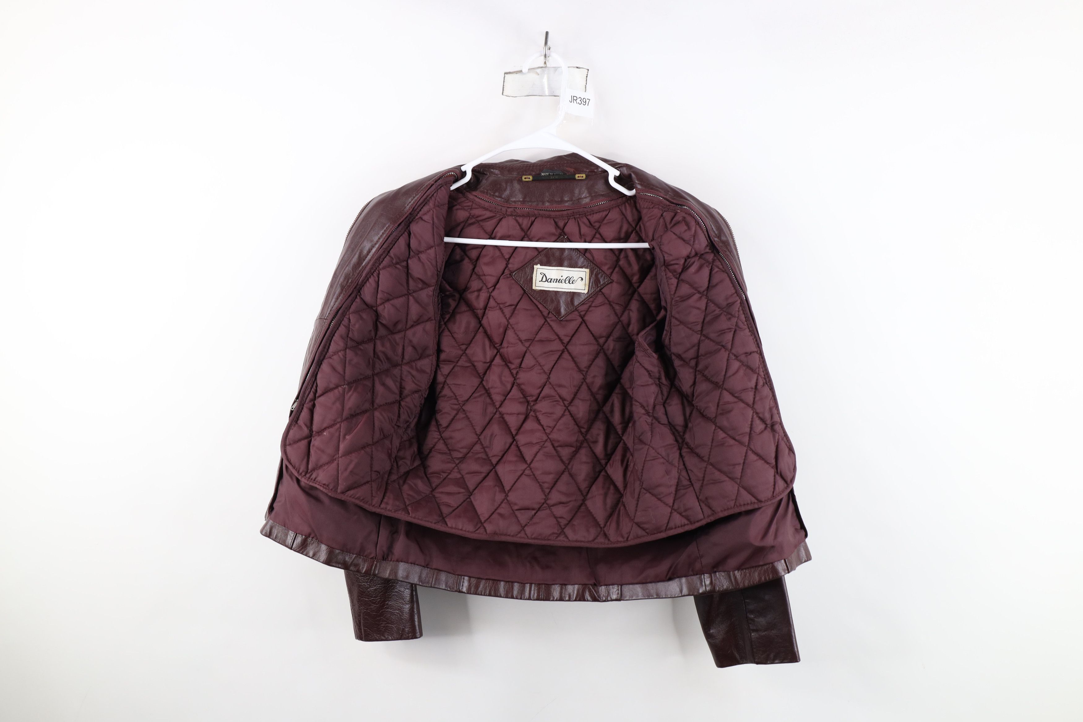 Vintage Vintage 70s Streetwear Buckle Back Leather Jacket Oxblood Size L / US 10 / IT 46 - 10 Thumbnail