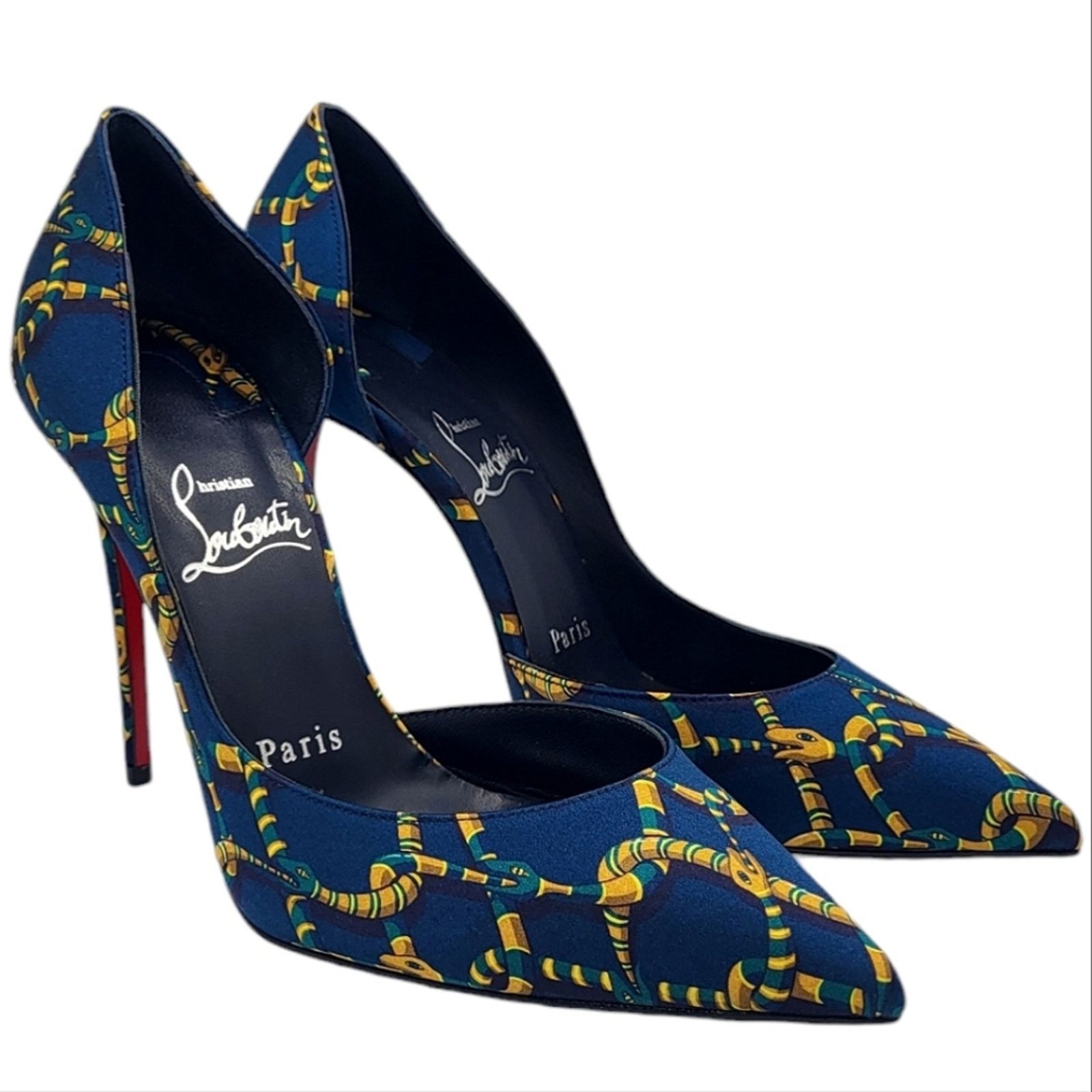 Christian Louboutin Christian Louboutin Iriza 100 Satin Pumps Chain Snake 36 Size US 6 / IT 36 - 2 Thumbnail