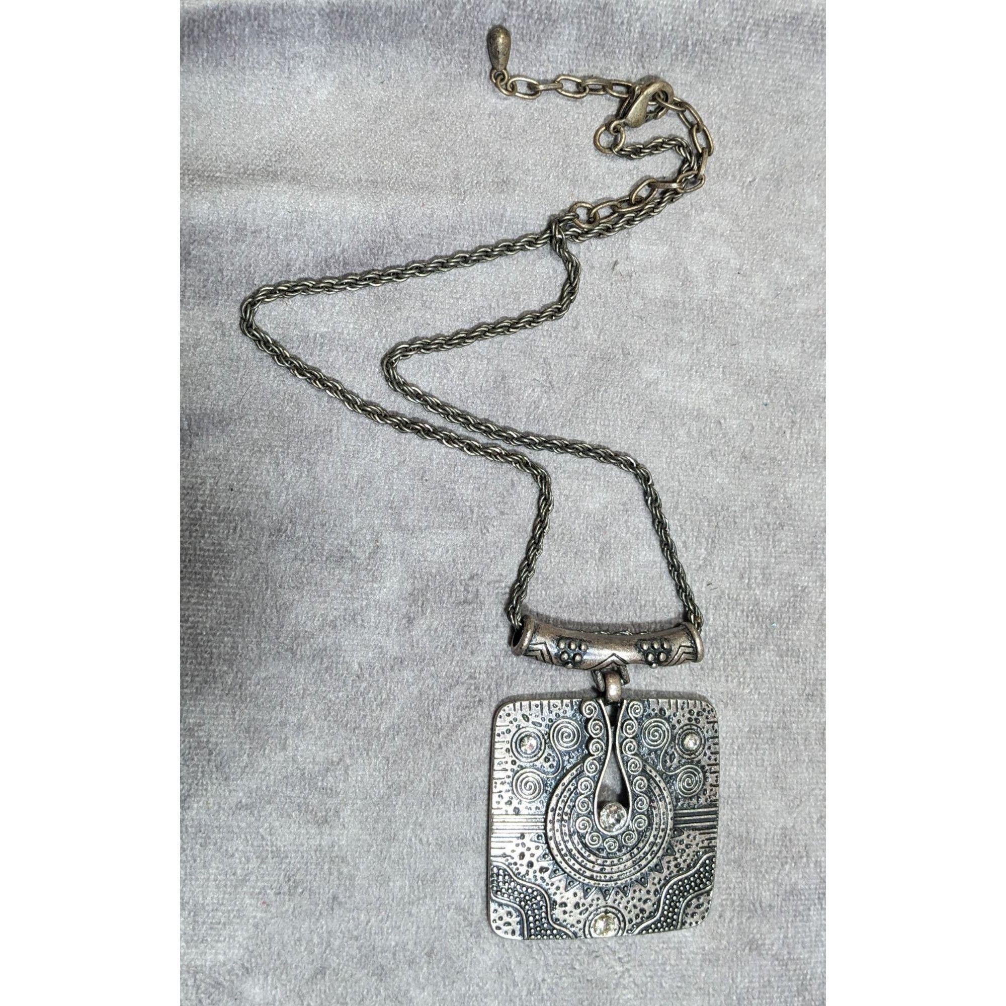 Other Southwestern Style Geometric Silver Tone Engraved Pendant Ne Size ONE SIZE - 8 Thumbnail