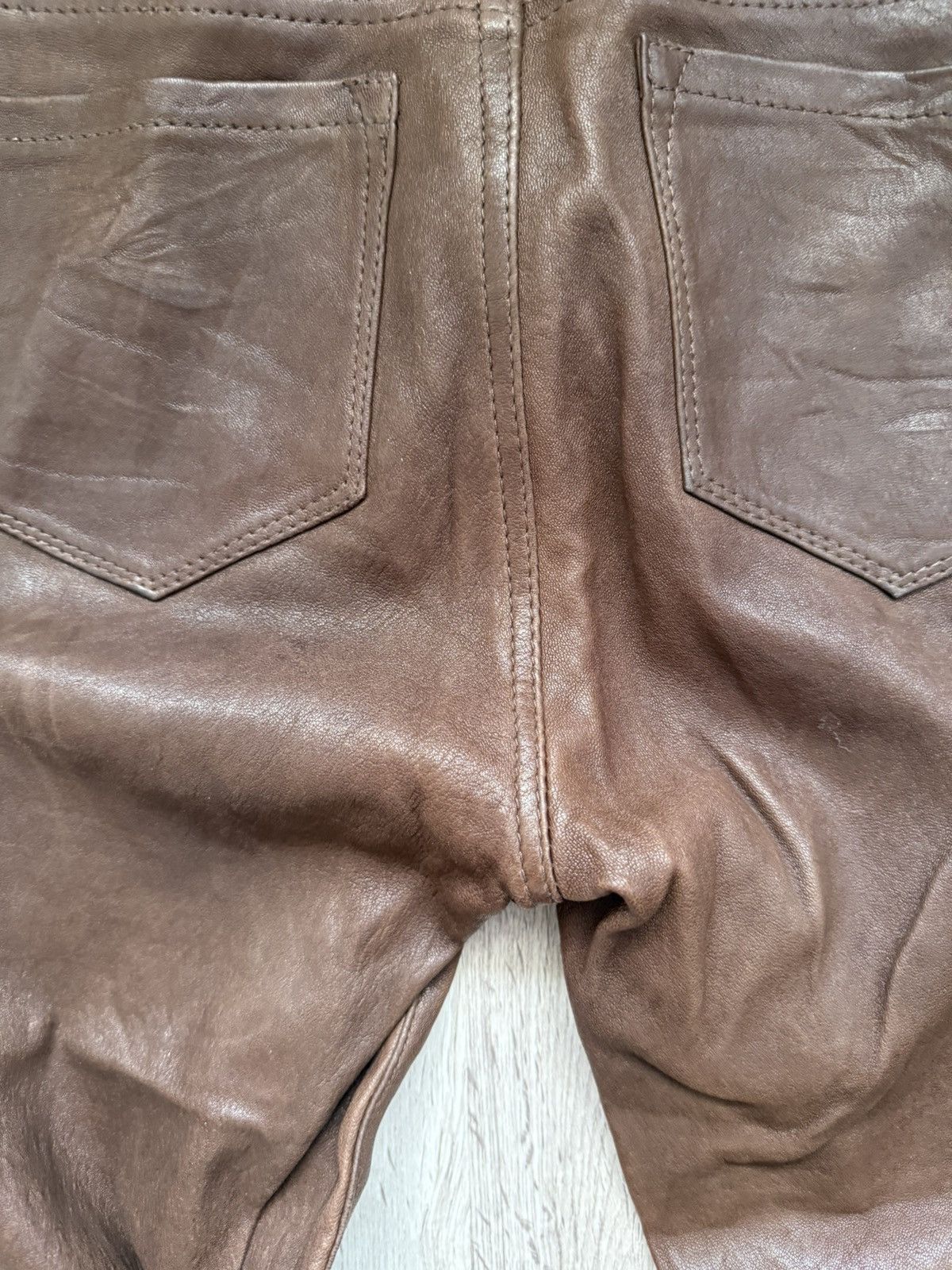 J Brand J Brand Brown Stretch Lamb Leather Zip Pants Size 25 Size 25" / US 0 / IT 36 - 17 Thumbnail