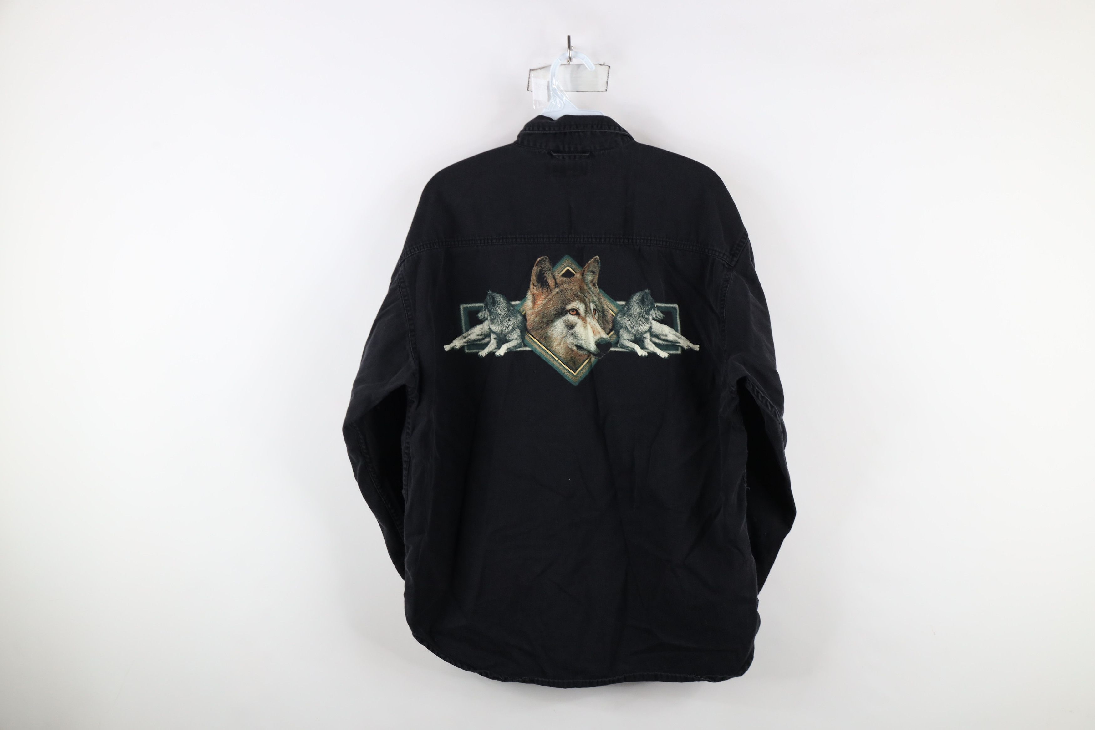Vintage Vintage 90s Streetwear Wolf Collared Button Down Shirt Size ONE SIZE - 10 Thumbnail
