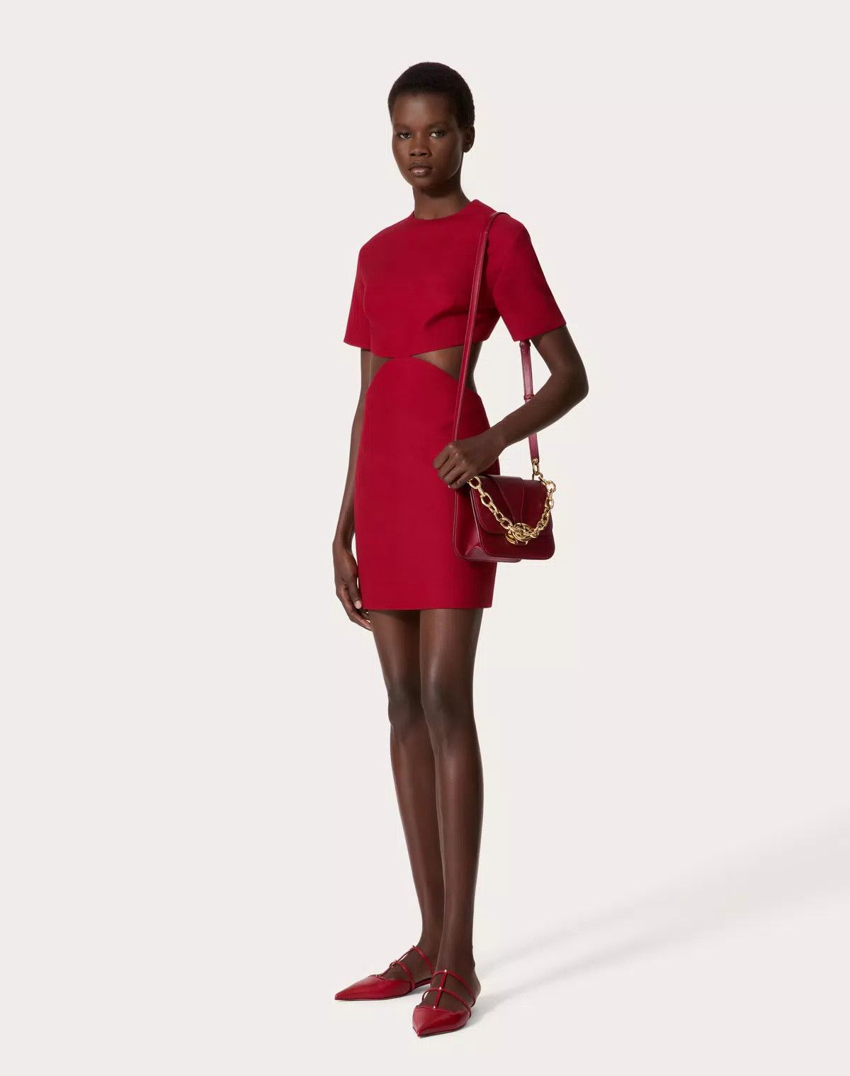 Valentino o1s1wg110426 Crepe Couture Short Dress in Red Size XS / US 0-2 / IT 36-38 - 3 Thumbnail