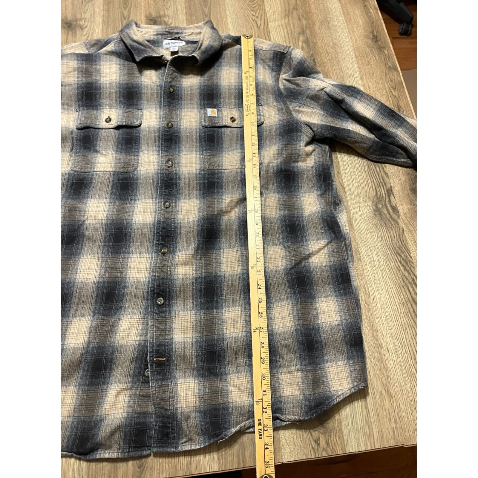Carhartt VINTAGE Carhartt Shirt Mens 2XL Tall Black Yellow Plaid Button Up Long Sleeve Size US XXL / EU 58 / 5 - 6 Thumbnail