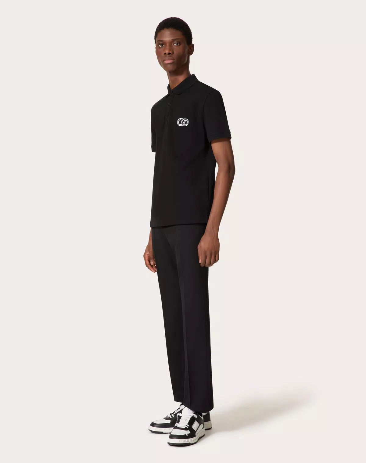 Valentino oc11z0725 Cotton Pique Polo Shirt in Black Size US L / EU 52-54 / 3 - 3 Thumbnail