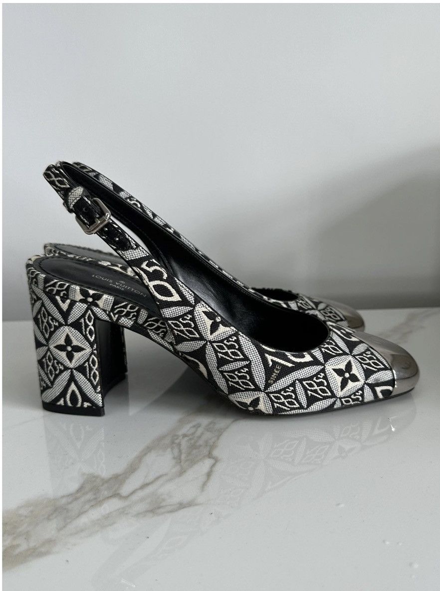 Louis Vuitton Authenticated✅ Louis Vuitton Black White Slingback Heels Size US 6 / IT 36 - 4 Thumbnail