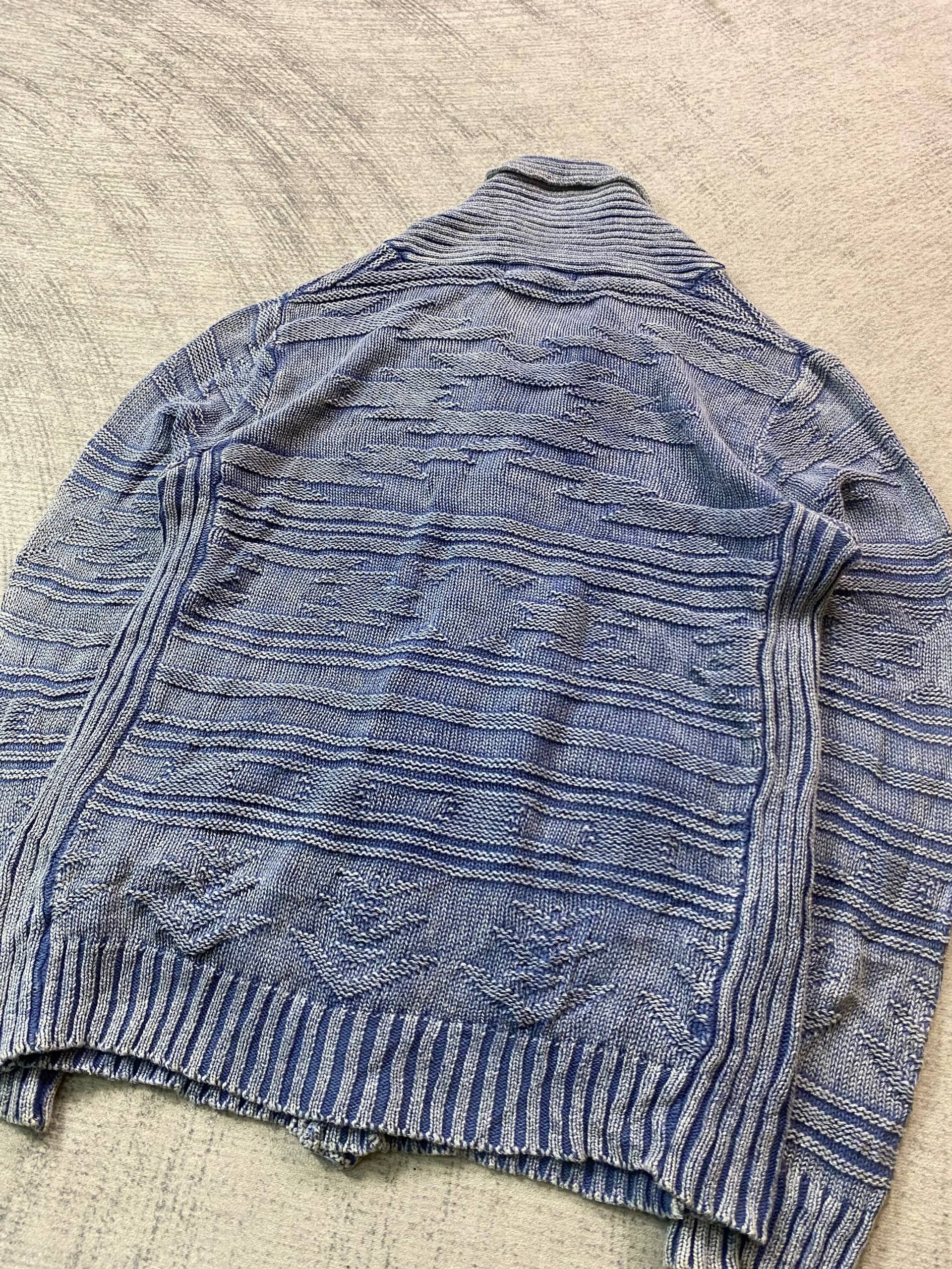 Japanese Brand Oilcake Indigo Textured Knit Shawl Collar Sweater Cardigan Size US M / EU 48-50 / 2 - 4 Thumbnail