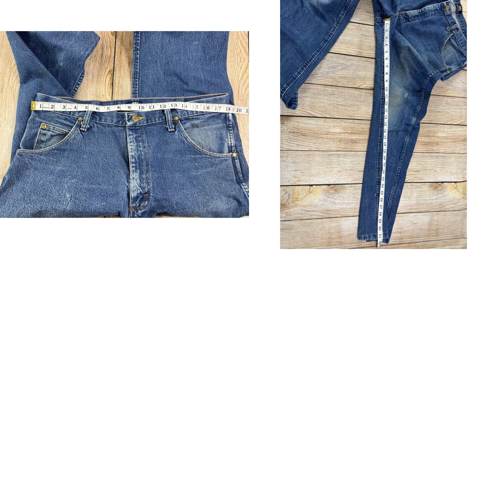 Wrangler VINTAGE Wrangler 47MWZ Jeans Cowboy Denim Straight 36x31 Mens Blue Regular Fit Stains Included Size US 36 / EU 52 - 8 Thumbnail