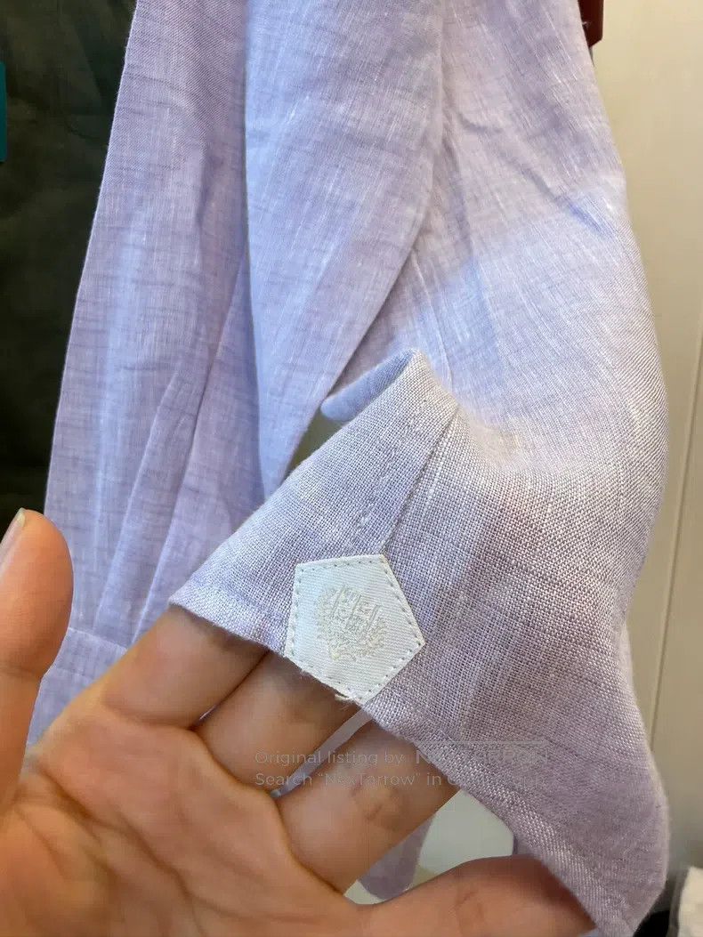 Loro Piana Loro Piana 25 New Shades of Lilac Purple Men's Linen Shirt Size XS / US 0-2 / IT 36-38 - 7 Thumbnail