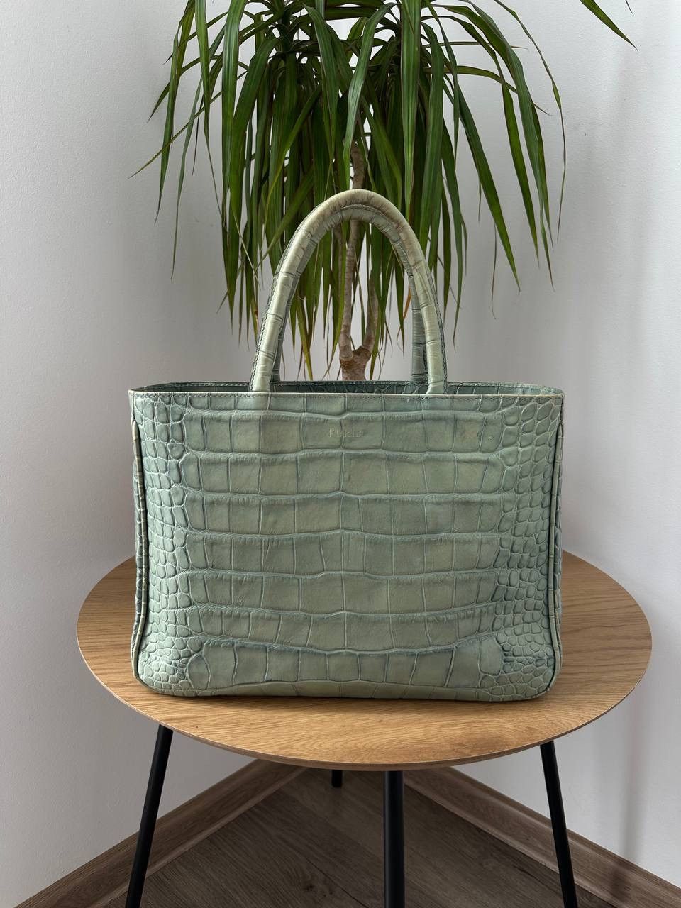 Furla Vintage Furla Faded Crocodile Embossed Leather Tote Bag Mint Size ONE SIZE - 2 Thumbnail