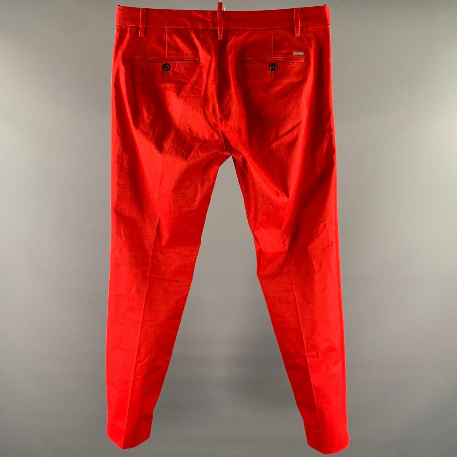 Dsquared2 DSQUARED2 Size 34 Red Cotton Elastane Button Fly Pants Size US 34 / EU 50 - 3 Thumbnail
